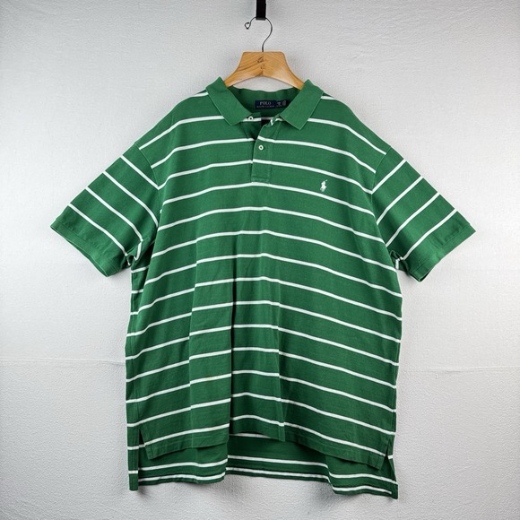 Polo Ralph Lauren Mens's 4XB Striped Short Sleeve Polo Green White Stripe *Read - Picture 1 of 10